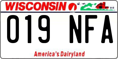 WI license plate 019NFA