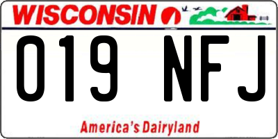 WI license plate 019NFJ