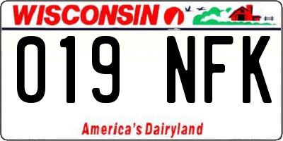 WI license plate 019NFK
