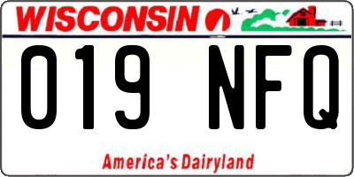 WI license plate 019NFQ