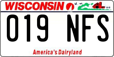 WI license plate 019NFS