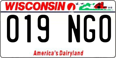 WI license plate 019NGO