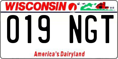WI license plate 019NGT