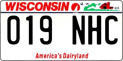 WI license plate 019NHC
