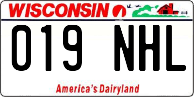 WI license plate 019NHL