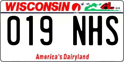 WI license plate 019NHS
