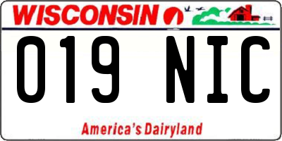 WI license plate 019NIC