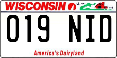 WI license plate 019NID