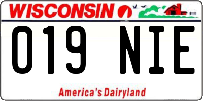 WI license plate 019NIE