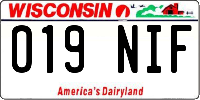 WI license plate 019NIF