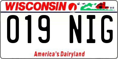 WI license plate 019NIG