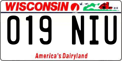 WI license plate 019NIU