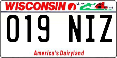 WI license plate 019NIZ