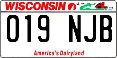 WI license plate 019NJB