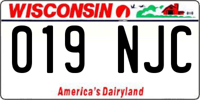 WI license plate 019NJC