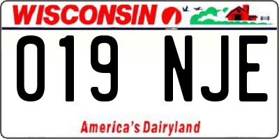 WI license plate 019NJE