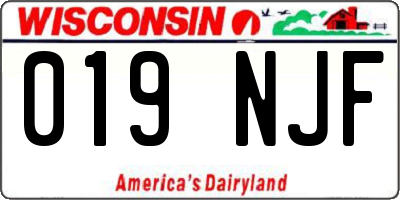 WI license plate 019NJF