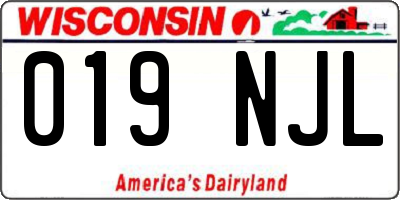 WI license plate 019NJL