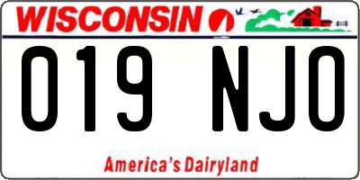 WI license plate 019NJO