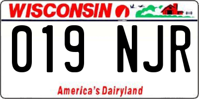 WI license plate 019NJR