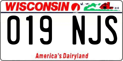 WI license plate 019NJS