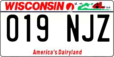 WI license plate 019NJZ