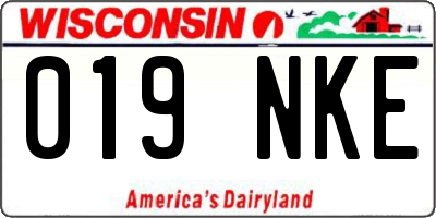 WI license plate 019NKE