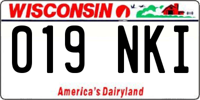 WI license plate 019NKI