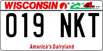 WI license plate 019NKT
