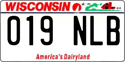 WI license plate 019NLB
