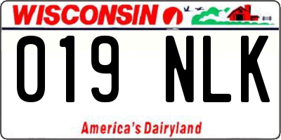 WI license plate 019NLK