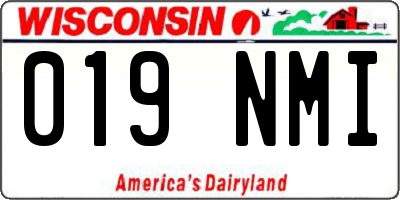 WI license plate 019NMI