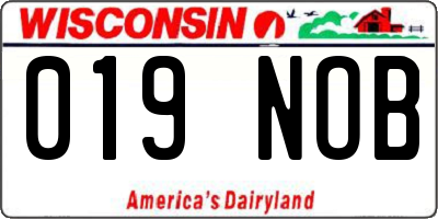 WI license plate 019NOB
