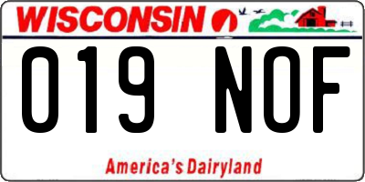 WI license plate 019NOF