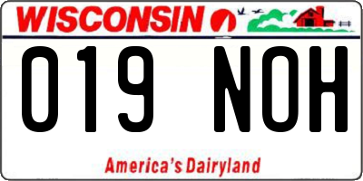 WI license plate 019NOH