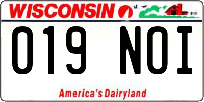 WI license plate 019NOI
