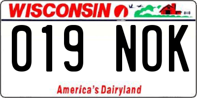 WI license plate 019NOK
