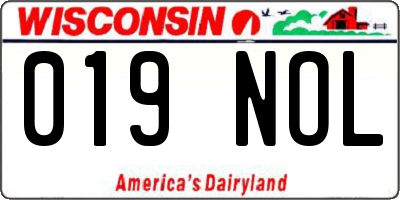 WI license plate 019NOL