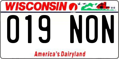 WI license plate 019NON