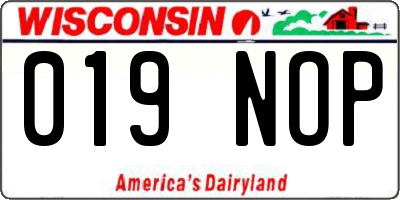 WI license plate 019NOP