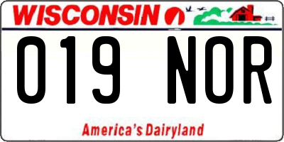 WI license plate 019NOR