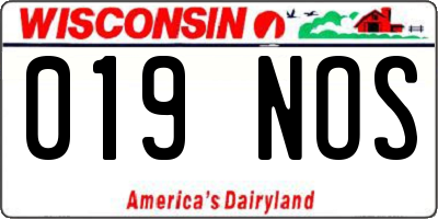 WI license plate 019NOS