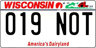 WI license plate 019NOT