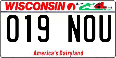 WI license plate 019NOU