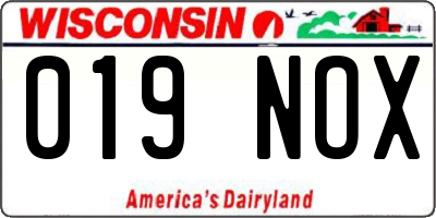 WI license plate 019NOX