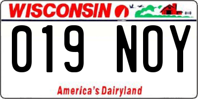 WI license plate 019NOY
