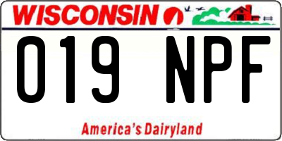 WI license plate 019NPF