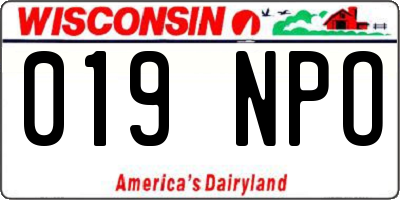 WI license plate 019NPO