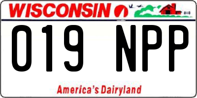 WI license plate 019NPP