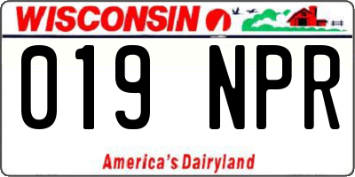 WI license plate 019NPR